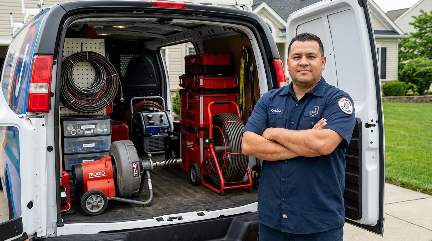 Professional drain cleaning equipment and Johns Plumbing LLC plumber in New Albany