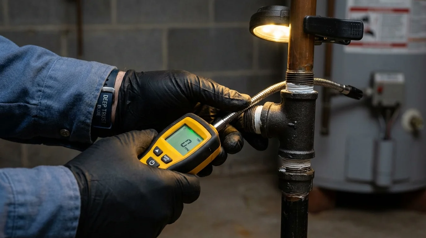 Gas leak detection with electronic sniffer by Johns Plumbing LLC in New Albany