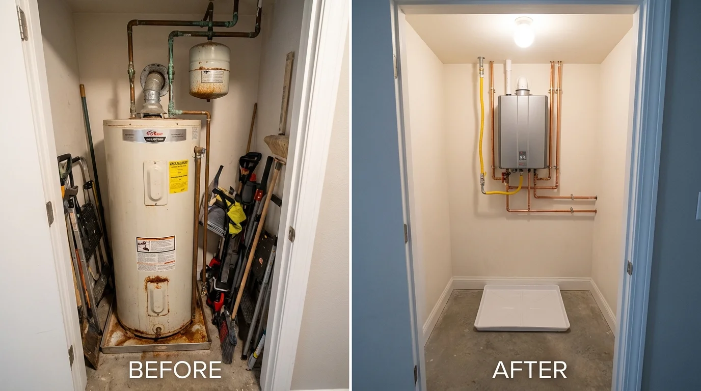 Tank water heater versus wall-mounted tankless unit comparison for New Albany, MS homeowners